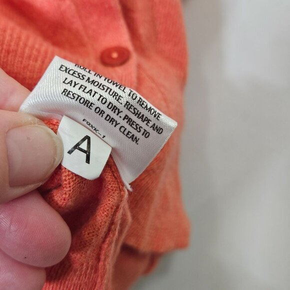 Eileen‎ Fisher Womens Coral Short Sleeve Cardigan Sweater XL Cotton Cashmere - Picture 5 of 9